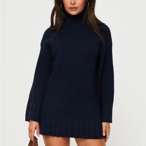 NWT Princess Polly Navy Mock Neck Sweater Dress Size L/XL | New With Tags